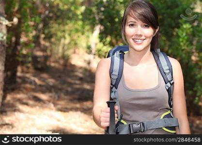 female hiker with backpack