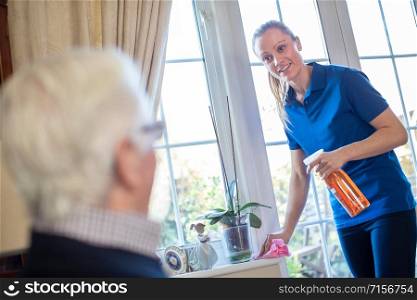 Female Home Help Cleaning House For Senior Man