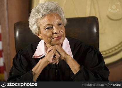 Female judge sitting in court