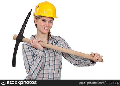 Female laborer with axe