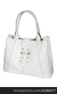 Female leather bag on a white background