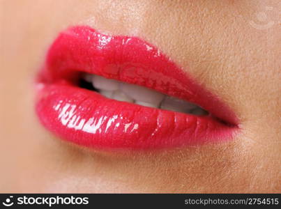 Female lips. A photo close up