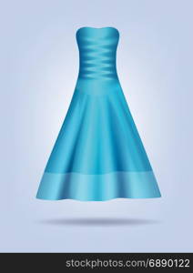 Female long dress mock up. Isolated blue dress