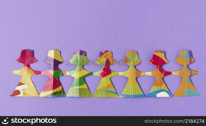 female made from colourful paper top view