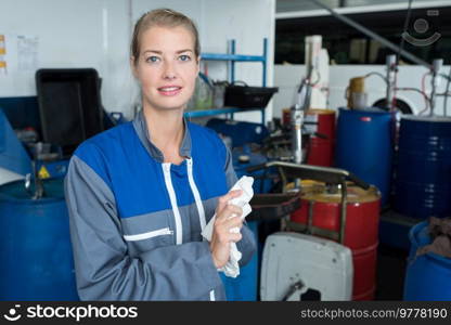 female mechanic fixing a car