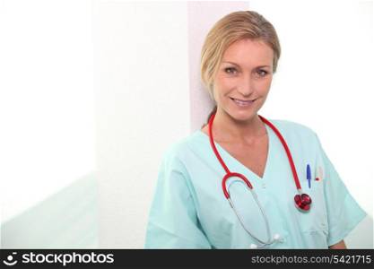 Female medic in scrubs