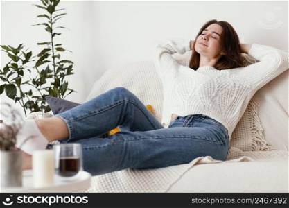 female meditating indoor portrait 3