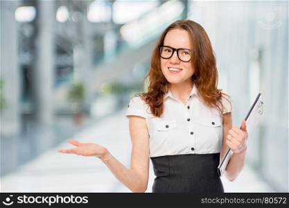 female office worker successful slim and beautiful in the office