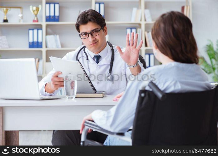 Female patient visiting male doctor for regular check-up in hosp. Female patient visiting male doctor for regular check-up in hospital clinic. Female patient visiting male doctor for regular check-up in hosp