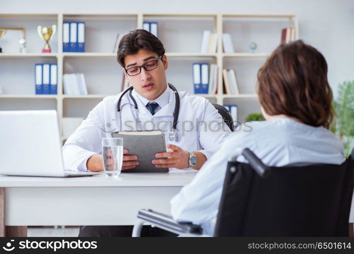 Female patient visiting male doctor for regular check-up in hosp. Female patient visiting male doctor for regular check-up in hospital clinic. Female patient visiting male doctor for regular check-up in hosp