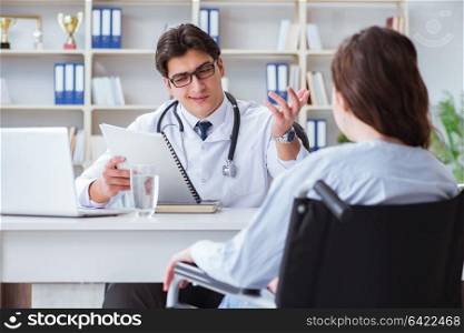Female patient visiting male doctor for regular check-up in hospital clinic. Female patient visiting male doctor for regular check-up in hosp