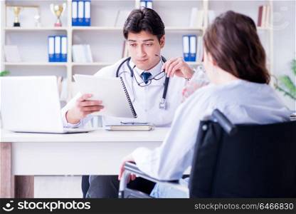 Female patient visiting male doctor for regular check-up in hospital clinic. Female patient visiting male doctor for regular check-up in hosp