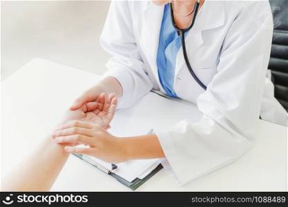 Female patient visits woman doctor or gynecologist during gynaecology check up in office at the hospital. Gynecology healthcare and medical service.
