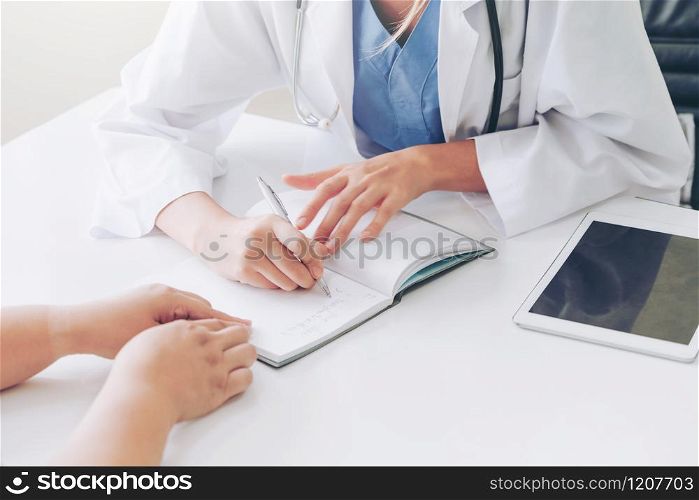 Female patient visits woman doctor or gynecologist during gynaecology check up in office at the hospital. Gynecology healthcare and medical service.
