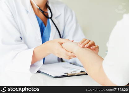 Female patient visits woman doctor or gynecologist during gynaecology check up in office at the hospital. Gynecology healthcare and medical service.