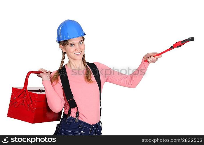 Female plumber ready to work