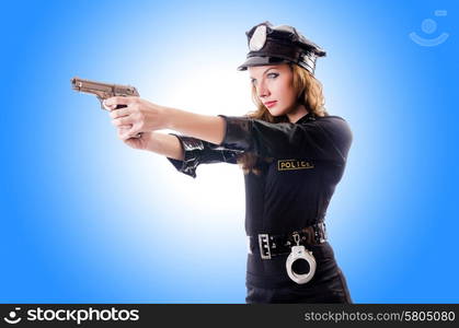 Female police isolated on the white