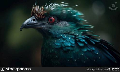 Female Quetzal bird with forest background. Generative AI.. Female Quetzal bird with forest background. Generative AI