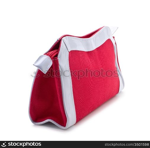 Female red handbag isolated on white