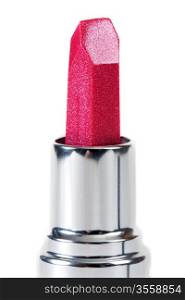Female red lipstick on a white background