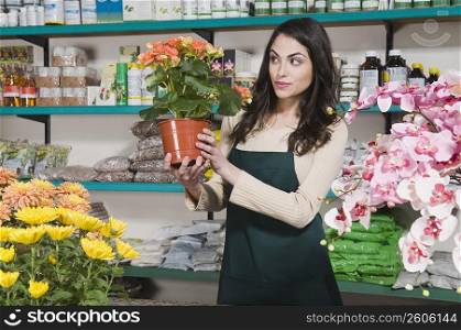 Female sales clerk in a flower shop