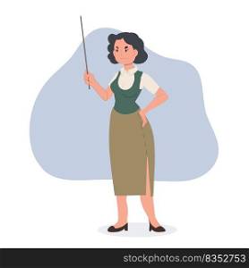 female school teacher is angry.Flat vector cartoon character illustration