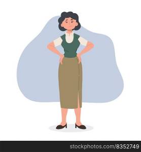 female school teacher is confuse.Flat vector cartoon character illustration