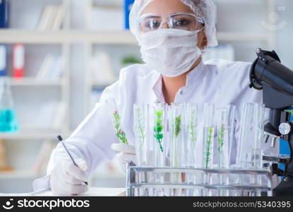 Female scientist researcher conducting an experiment in a labora. Female scientist researcher conducting an experiment in a laboratory