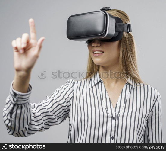 female scientist using virtual reality headset