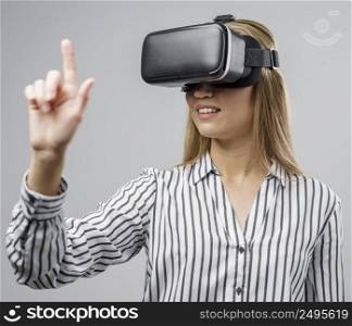 female scientist using virtual reality headset