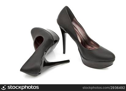 Female shoes high-heeled on a white background