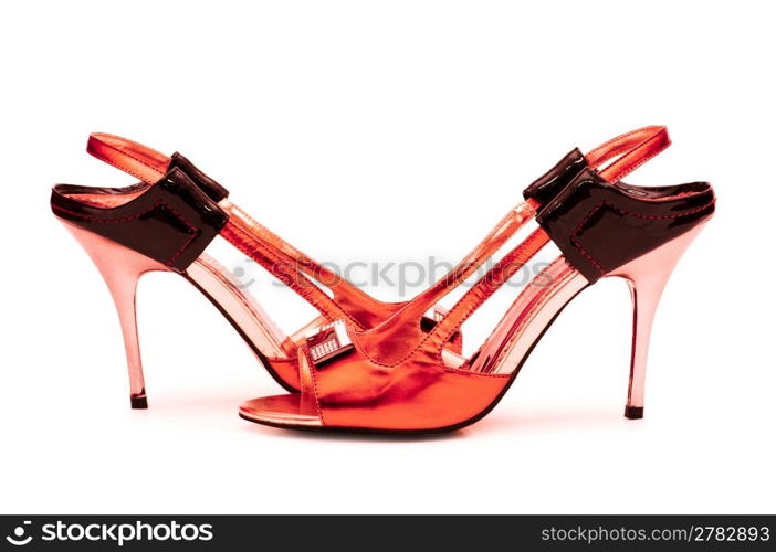 Female shoes on white background