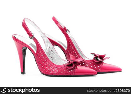 Female shoes on white background