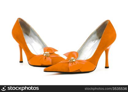 Female shoes on white background