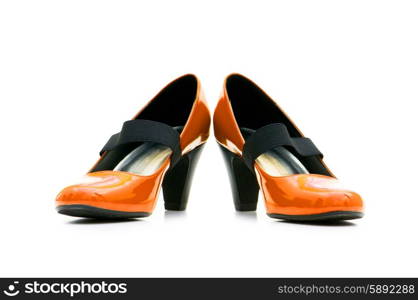 Female shoes on white background