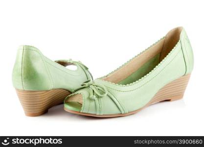 female shoes over white background