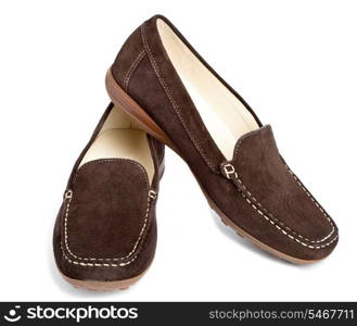 Female shoes without a heel on a white background