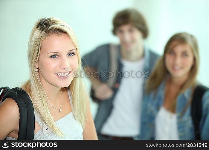 Female student and her friends
