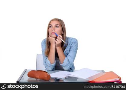 Female student doing coursework