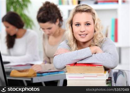 female students in class
