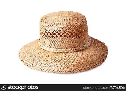 female summer straw hat isolated on white background