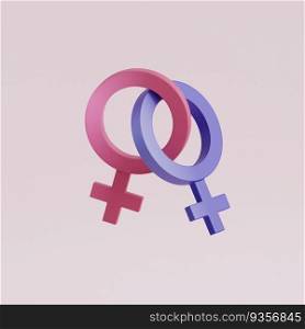 Female symbols. Women sign. 3d render illustration