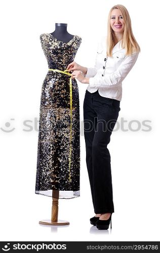 Female tailor isolated on the white background