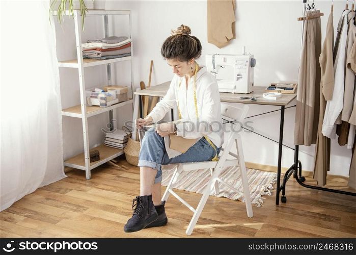 female tailor working studio 2