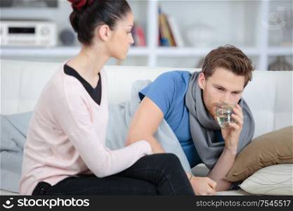 female talking care of sick boyfriend