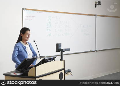 Female teacher in lecture theatre