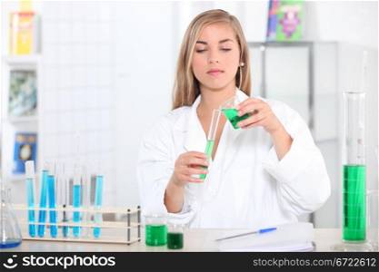 Female teenager in laboratory