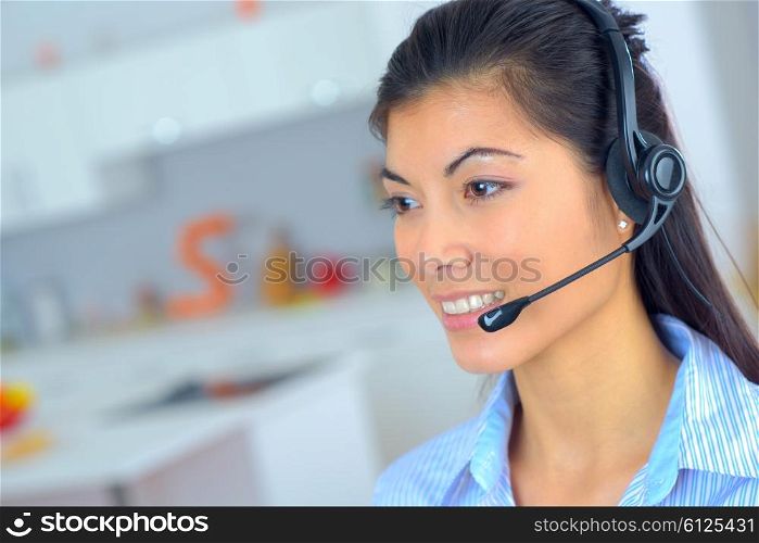 Female telephone sales worker