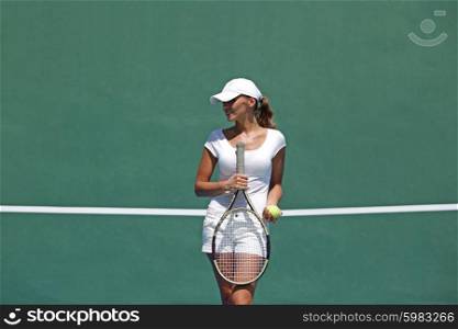 Female tennis player. Female tennis player on court