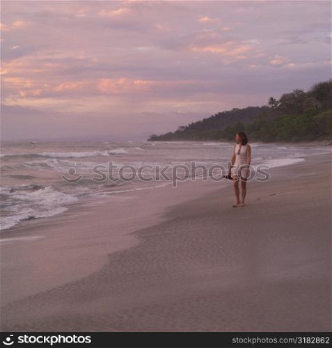 Female tourist on beach in Costa Rica